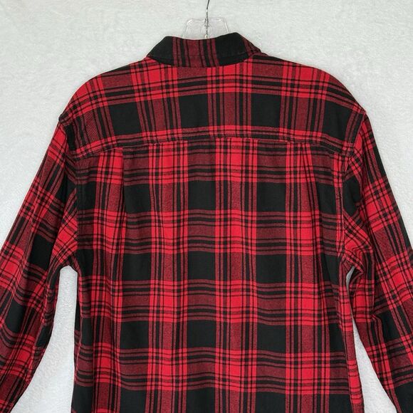 Faded Glory Shirt Men's M Red and Black Plaid Button Up Long Sleeve Flannel - Picture 7 of 15